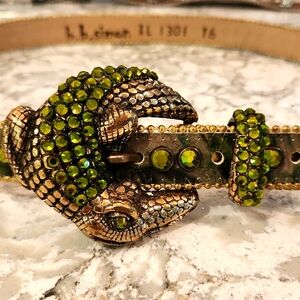 b.b.simon leather, crystal belt.